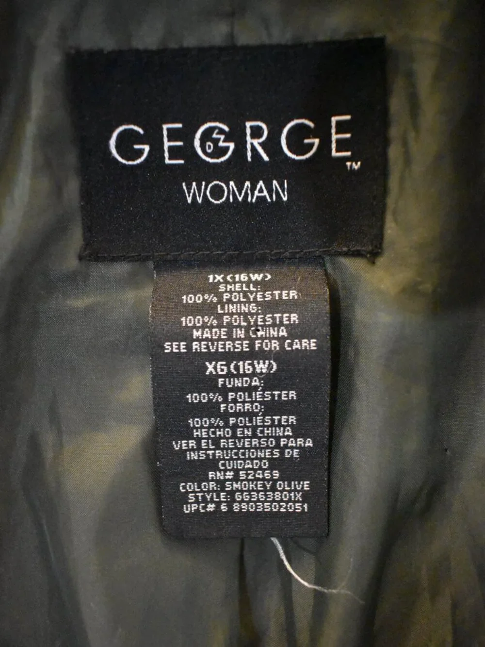 George Woman Double-Breasted Trench Coat Jacket Smokey Olive Women's Size 1X-16W - Picture 4 of 7